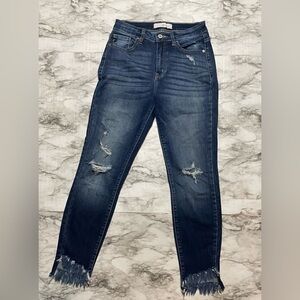 KanCan Distressed Skinny Cropped Ankle Jeans